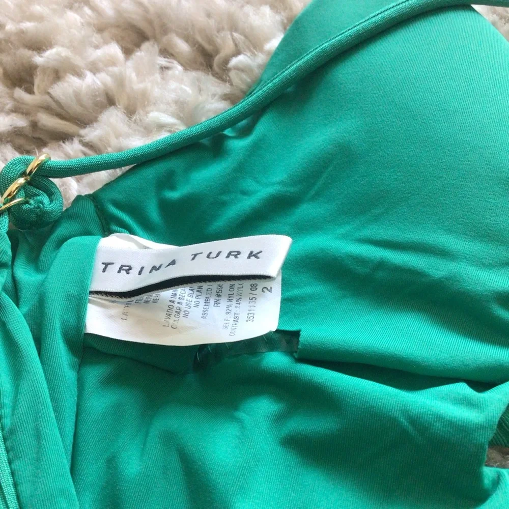 Trina Turk Olympia Petal Cutout One Piece Swimsuit Green Size 2 NWOT - Picture 5 of 5